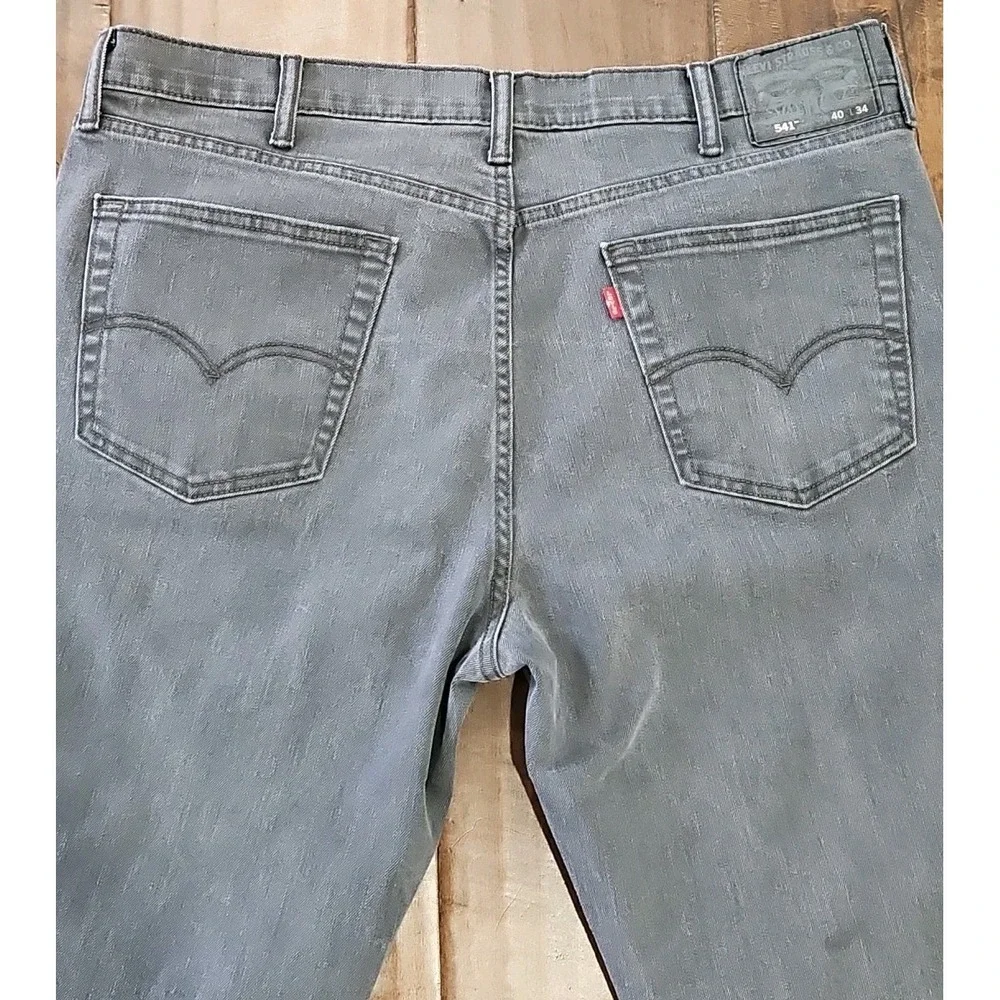 Levi Strauss 541 Jeans Men's 40 × 34 Regular Fit Gray Black Denim W36 L34 Levi's